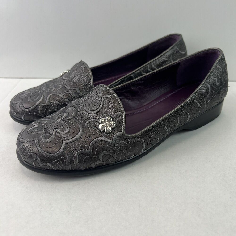 Brighton Mosaic Pewter Embroidered Mestizo Flats Size 6.5